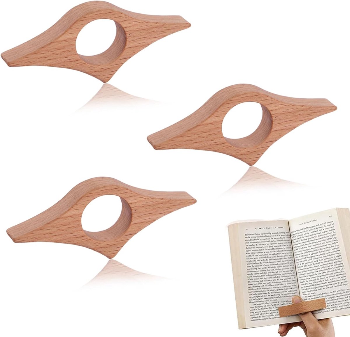 SnelShoppen - 4 Stuks Pagina Boekmerken met Duimring, Zijklem met Duimsteun, Creatieve Leesaccessoires voor Boekenliefhebbers, Ideaal voor Thuis en op