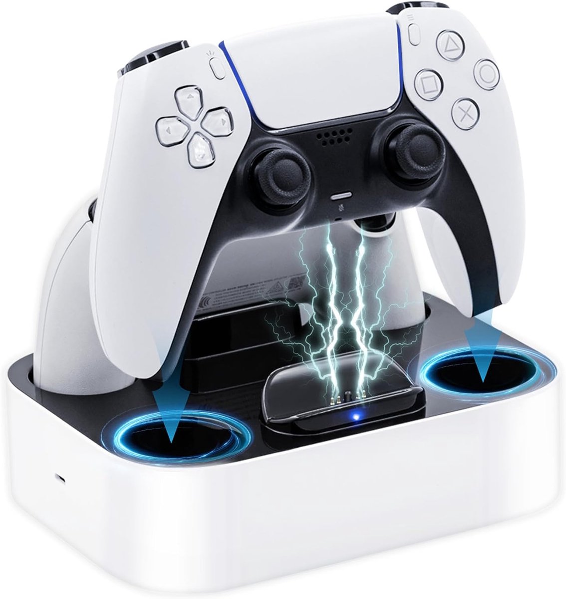 SnelShoppen - Dubbele Controller Laadstation voor PS5 - Snellader met LED-Display - Bescherming tegen Oververhitting - Wit - Oplaadstation voor PlaySt