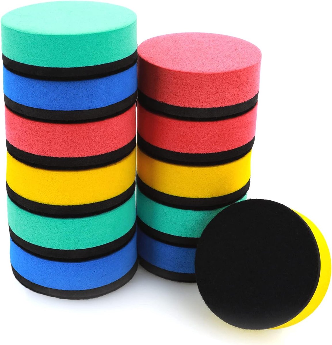 Thijox - 12 Stuks Magnetische Whiteboardgummen met Dikke Viltpad - Gekleurde Droog Uitwisbare Gummen voor School, Kantoor, Kinderen - Blauw, Rood, Gro