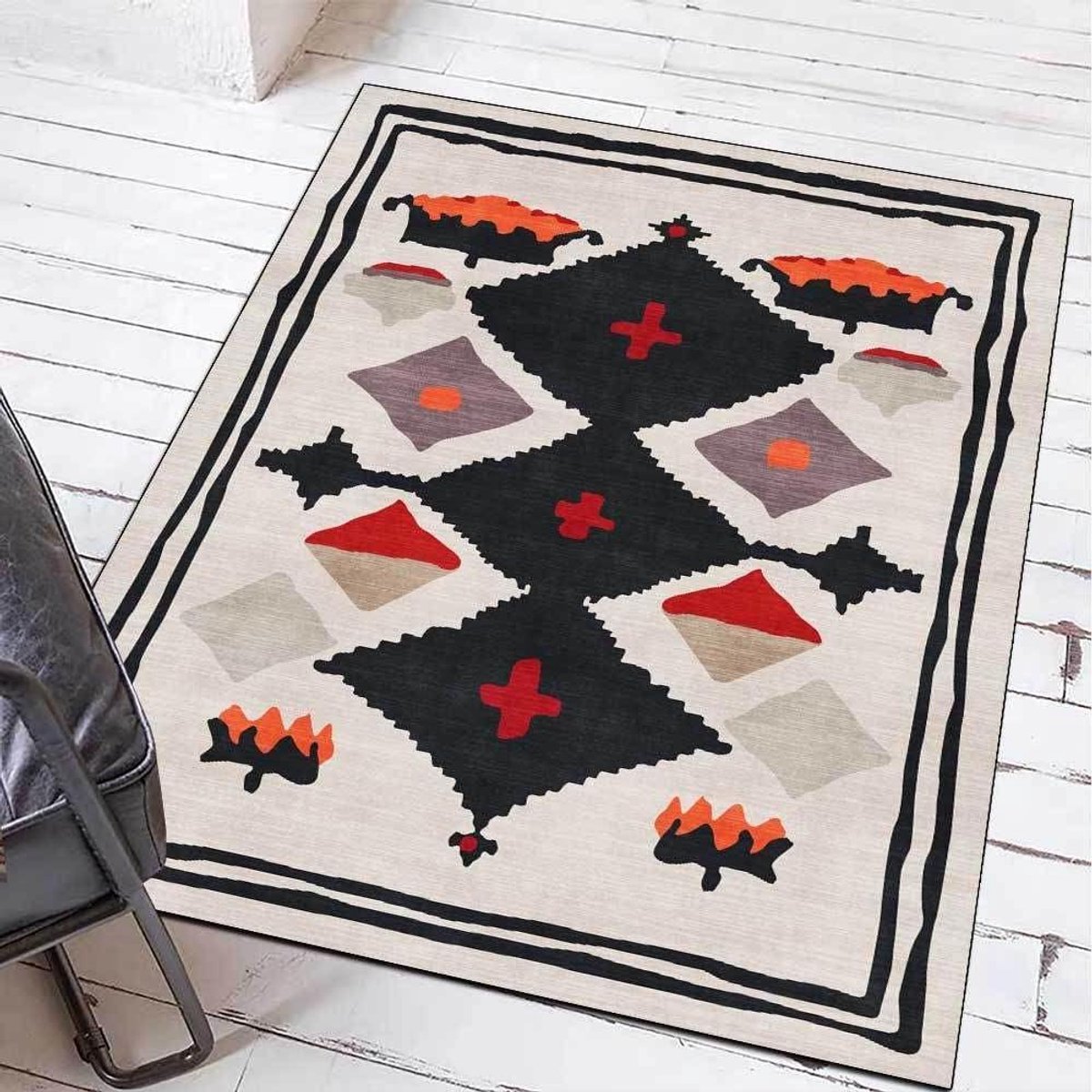 Laagpolig Tapijt - Vloerkleed Woonkamer - Woonkamer Decoratie - Soft Touch Materiaal - 160x230 cm - Beige Grijs Zwart