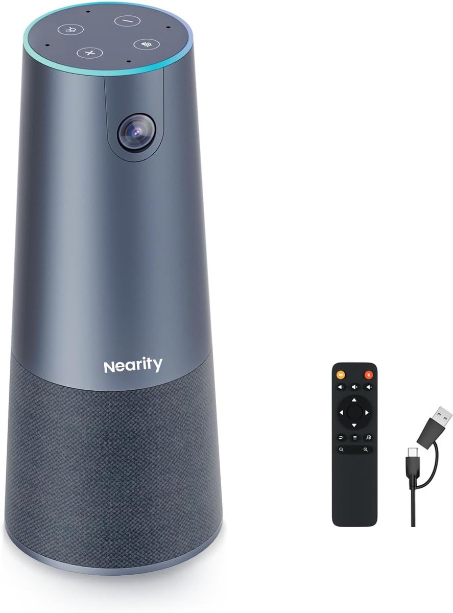 SnelShoppen - 2K Video Conferencing Webcam met Microfoon en Speaker, All-in-One Geluiddempende Camera, FHD 5X Zoom AI Auto-Framing Plug and Play voor