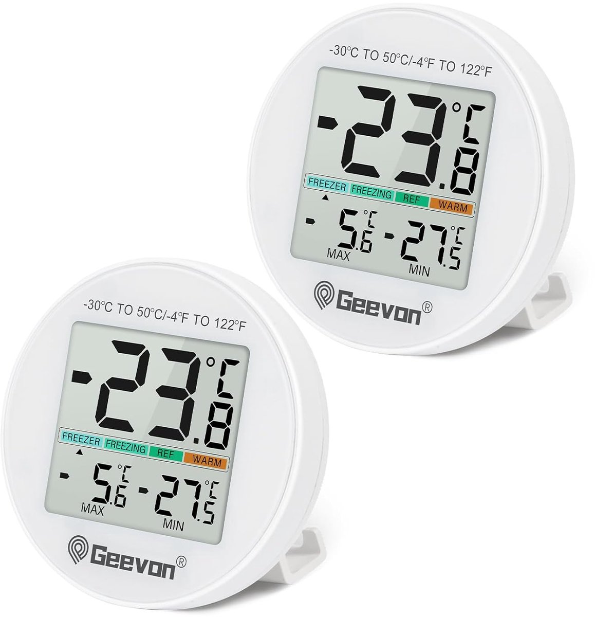 SnelShoppen - Digitale Koelkastthermometer Mini, IP65 Waterproof, LCD Scherm, Magnetische Achterkant, Max Min Registratie, 3-Pack incl. Batterijen voo