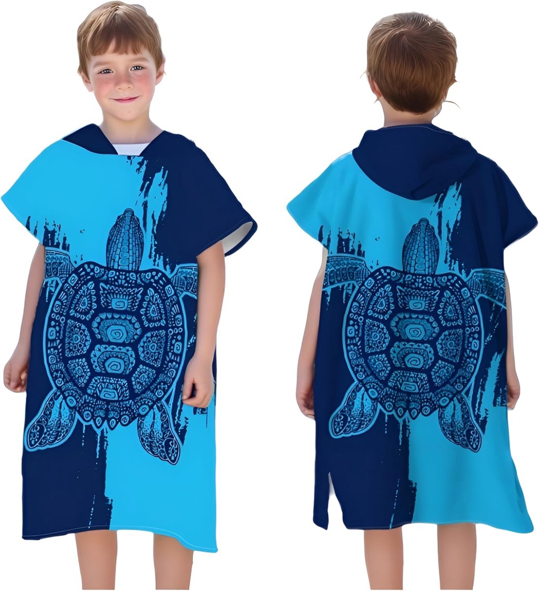 SnelShoppen - Kids Poncho Bad/Pool/Surfstrand Microfiber Met Kap - Sneldrogende Badcape voor Jongens en Meisjes - 75x60cm - Ideaal voor Wateractivitei