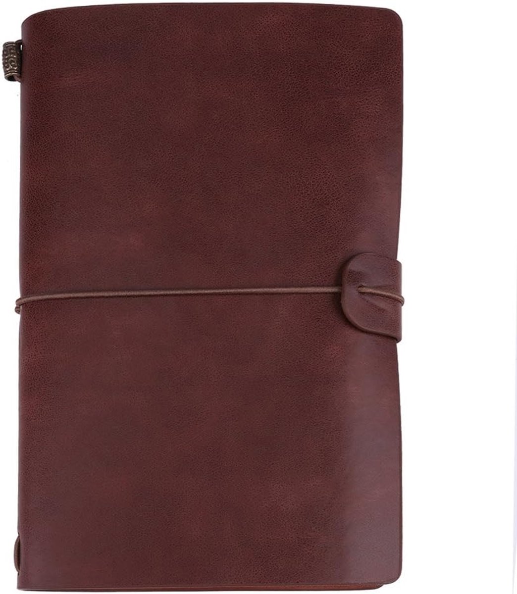 Thijox - Vintage PU Lederen Notitieboek A6 - Hervulbaar Reisdagboek - Klassiek Reliëf - Donkerbruin - Perfect voor Schrijven, Tekenen en Foto's Plakke