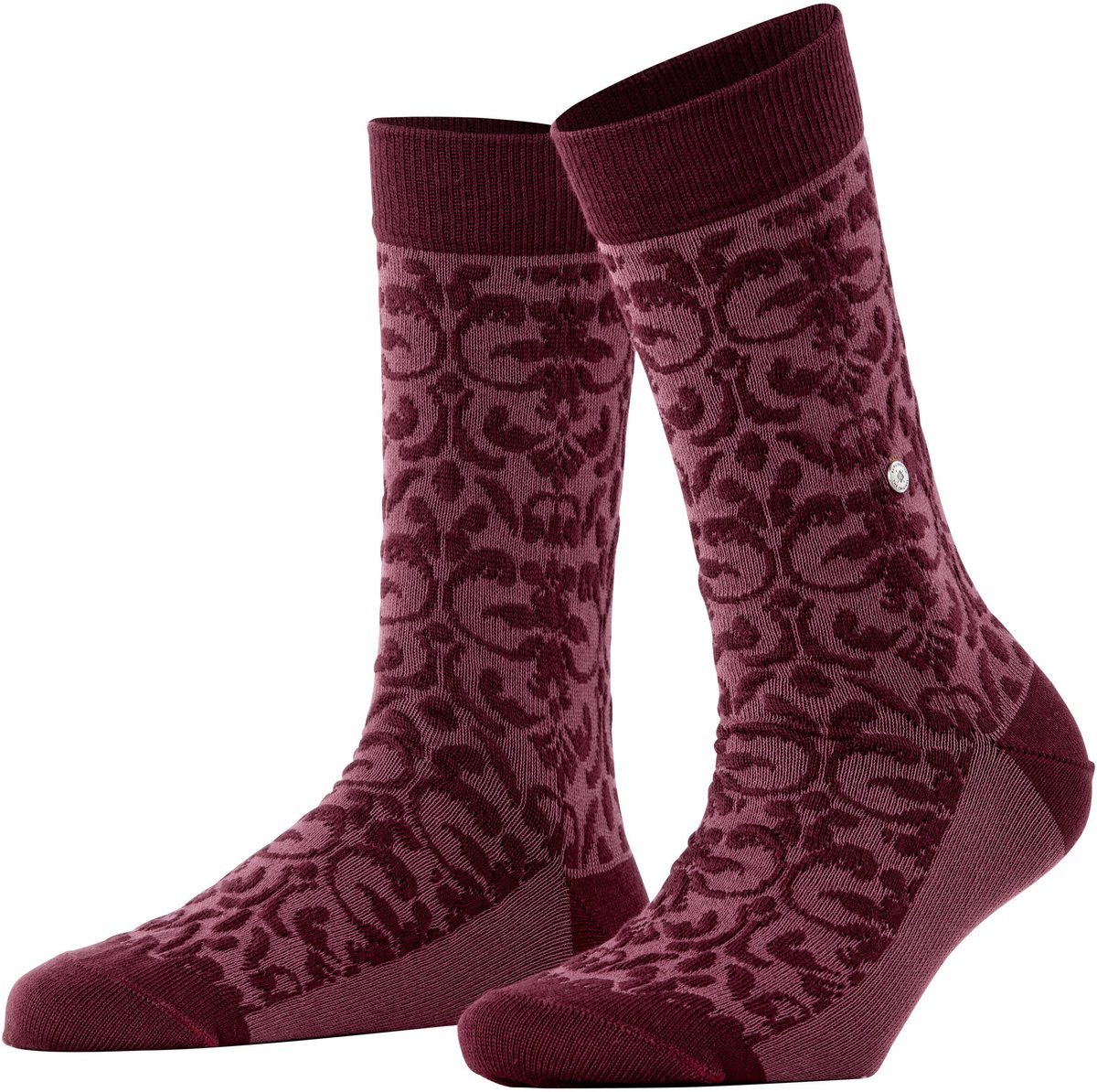 Burlington Ornamental gedessineerd katoen sokken dames rood - maat 36-41