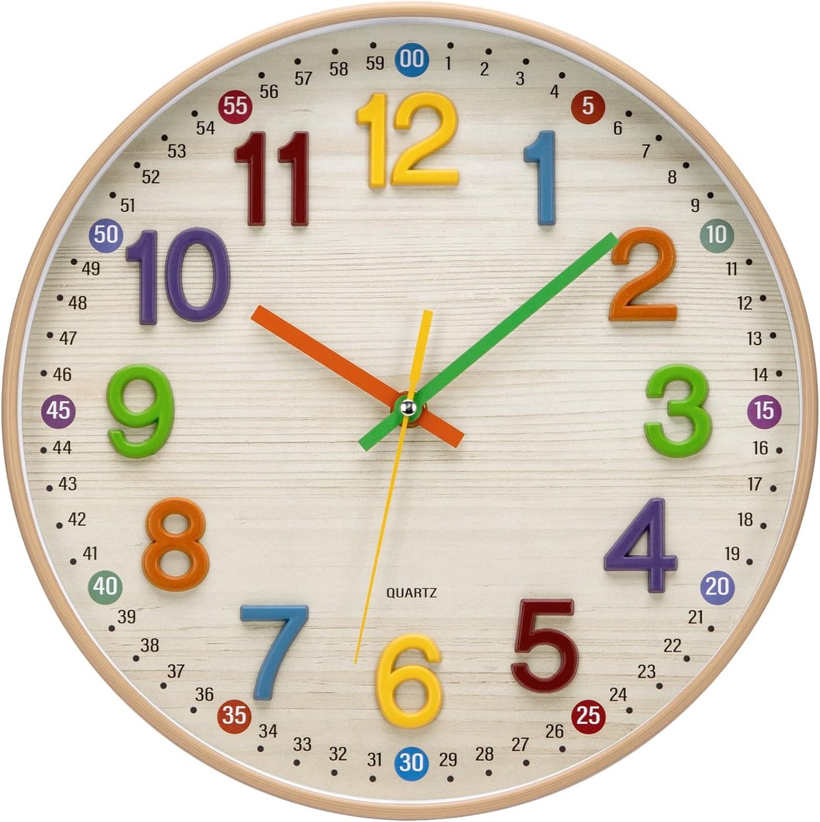 SnelShoppen - ACCSHINE Wandklok voor Kinderen - Geruisloze Vintage Wandklok 30 cm - Kwarts - Batterij-Operated - Eenvoudig Af te Lezen - Voor Kamer, K