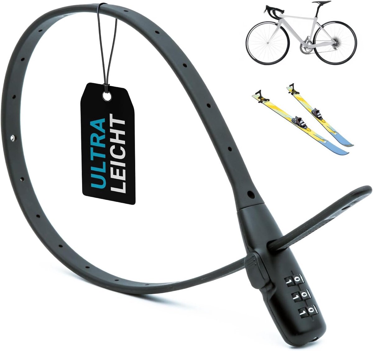 SnelShoppen - Kabelbinderslot met Cijfercode, Extra Lichte Mini-Slot zonder Sleutel voor Fiets, E-Scooter, Helm, Skislot - Compact en Flexibel voor On