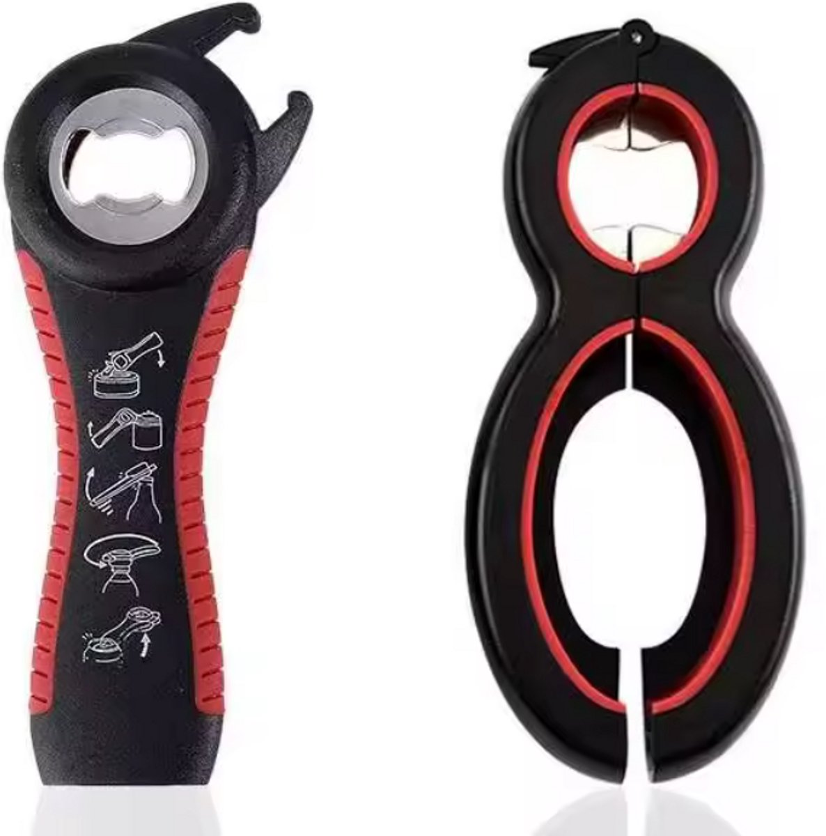 New Age Devi - Multifuntionele openers - set van 2 - 6-in-1 - 5-in-1 - Keukenhulp - Blik-en-flesopener - Keukenaccessoire