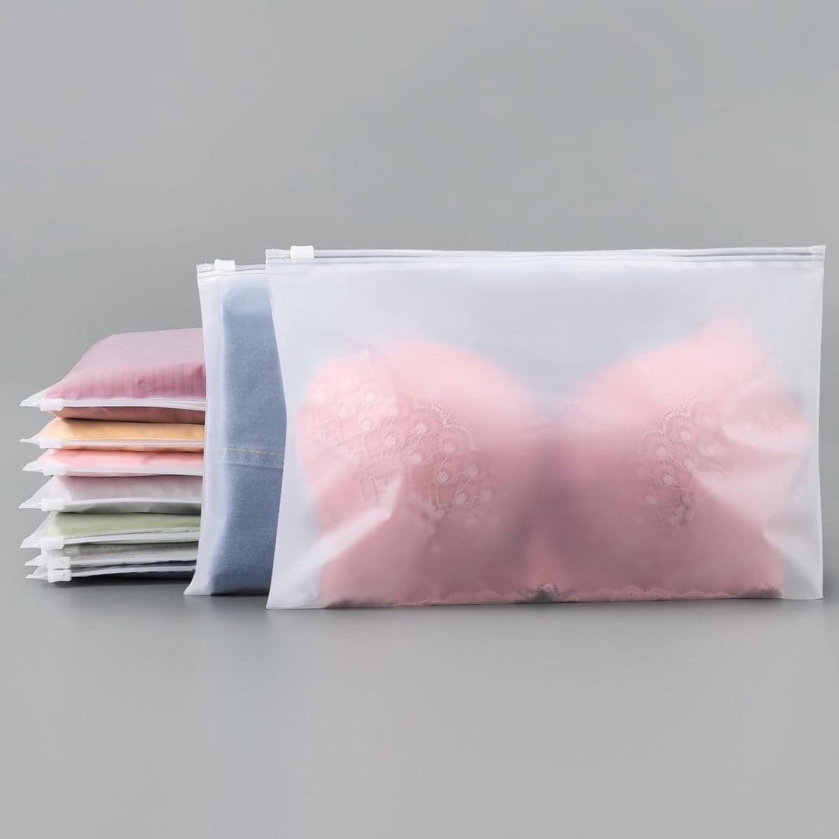 SnelShoppen - Waterdichte Frosted Kledingzakken 25 stuks 30x20cm Herbruikbare Ritszakken voor Kleding, Ondergoed, Handdoek - ZipLock Zakken zonder Ven