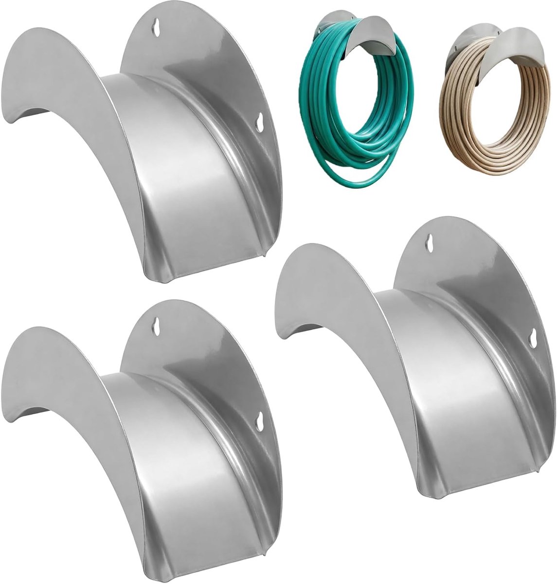 SnelShoppen - 3 Stuks Tuinslanghouders - Wandhouder voor Tuinslangen - Ruimtebesparende Slanghouder van Metaal 26x11,5x12 cm - Perfect voor Tuin, Keld