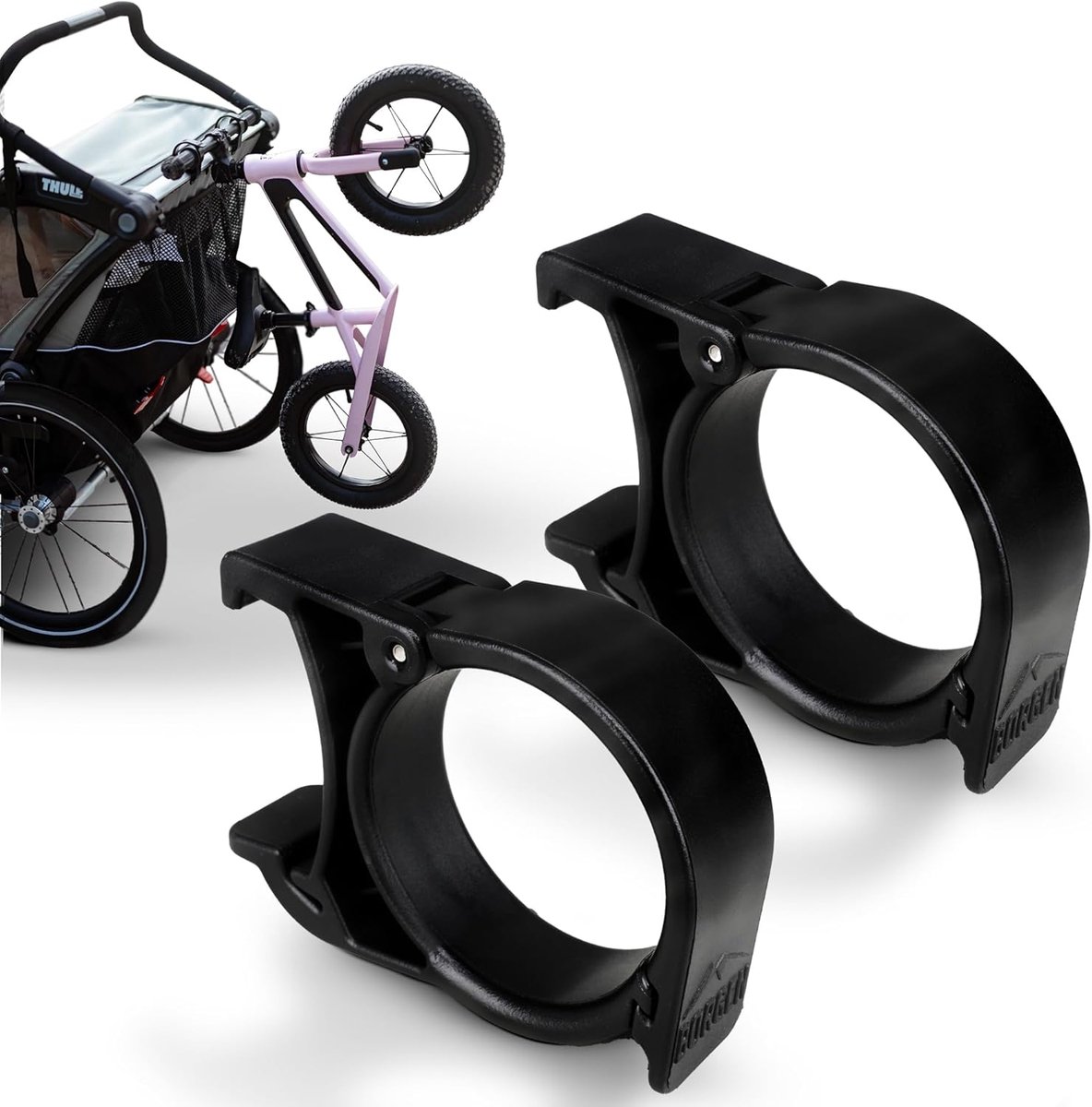 SnelShoppen - Borgen Clip Kinder- en Loopfietshouder voor Thule Chariot 2017+ - Geschikt voor Fietsen tot 14 Inch - Max. 10 kg - Glasvezelversterkte K