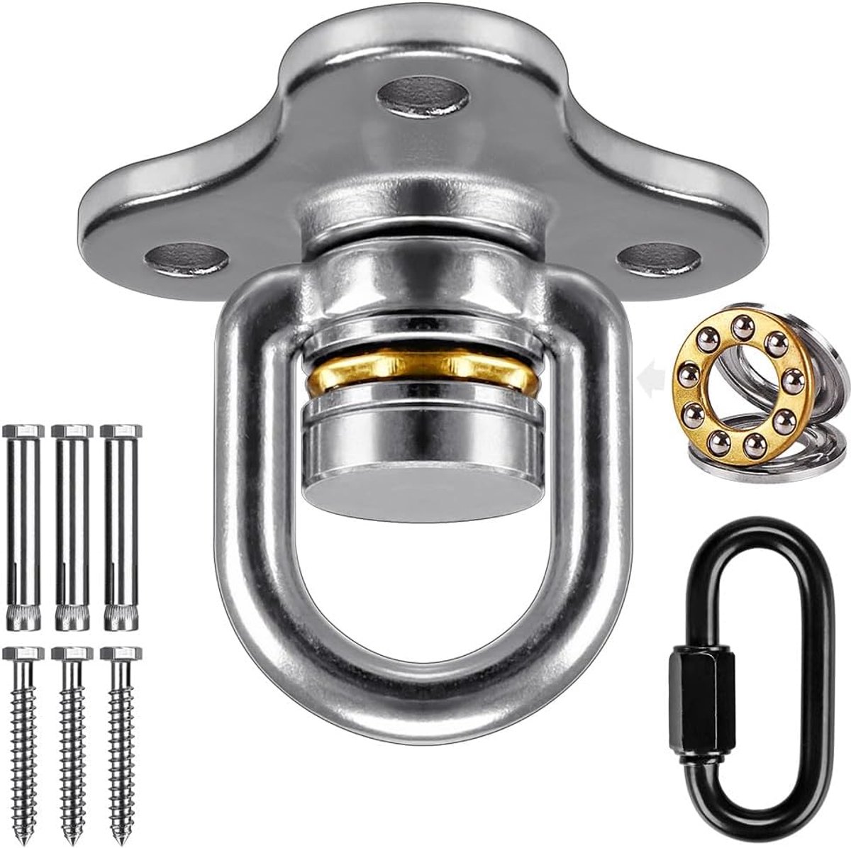 SnelShoppen - Robuuste Schommelhanger met Kogellager Draaihaak - 360 Graden Draaibare Schommelhardware met Karabijnhaak - Indoor Outdoor Speeltuin Ban