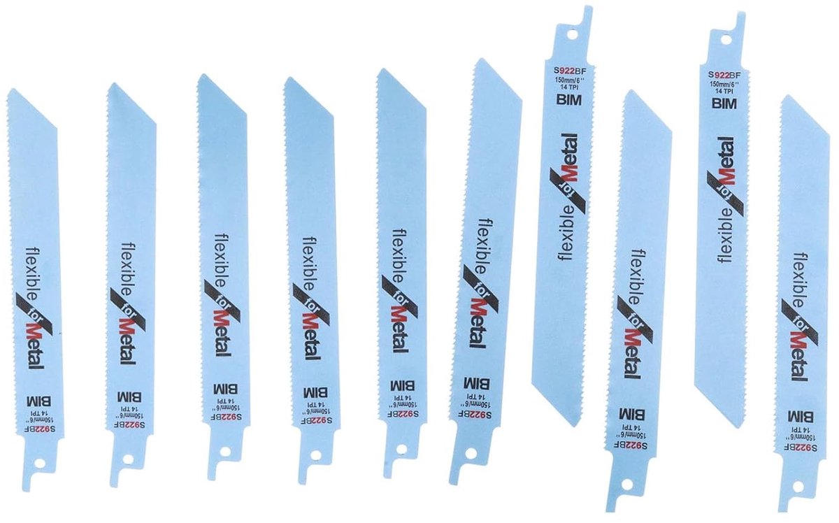 SnelShoppen - OTOTEC Reciprozaagbladen Flexibele Zagen S922BF Vervangingsset Metalen Snijbladen 150mm Pack van 10 - BIM, Blauw, Universele Schacht