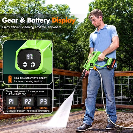 SnelShoppen - Accu Hogedrukreiniger Auto - Draadloze Mobiele Hogedrukreiniging - Krachtige Batterij, Lichtgewicht, Ideaal voor Auto, Tuin en Camping van Snelshoppen — afbeelding 5