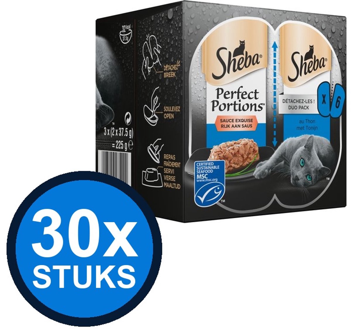 Sheba Sheba - Perfect Portions adult saus tonijn mp 6x37,5gr - Kattenvoer Natvoer - 225 g