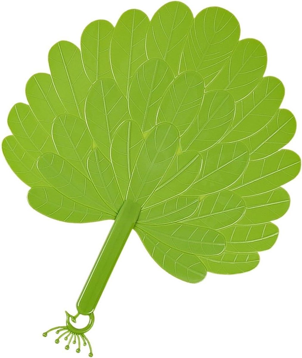 Draagbare Ventilator - Handwaaier Buiten - Koel Blijven - Elegante Textuurdetails - 26 x 32 cm - Groen
