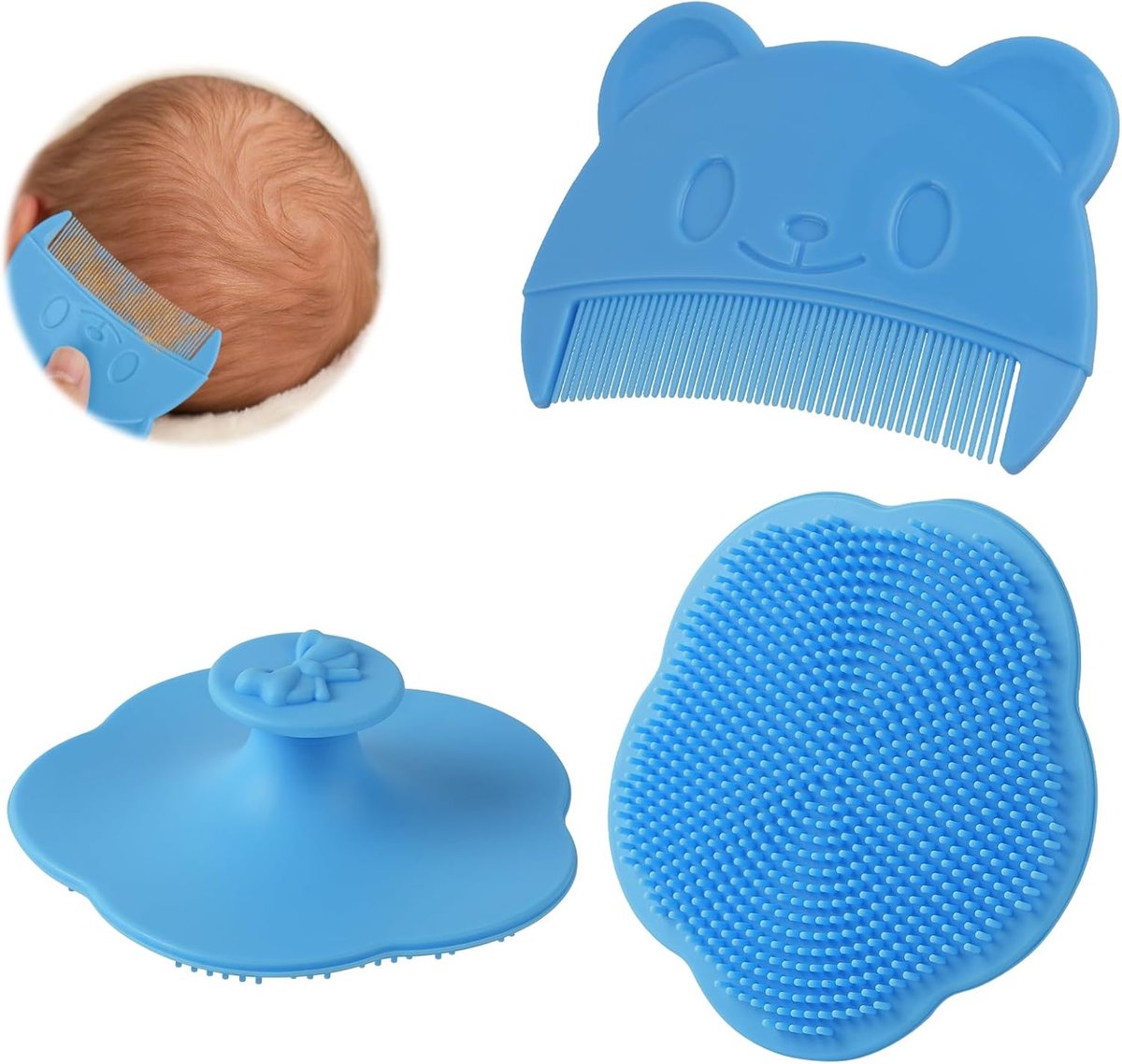 SnelShoppen - Baby Haarborstel Set 2 Stuks - Zachte Siliconen Kam voor Pasgeborenen en Peuters - Veilig, BPA-vrij - Ideaal voor Babyverzorging en Baby