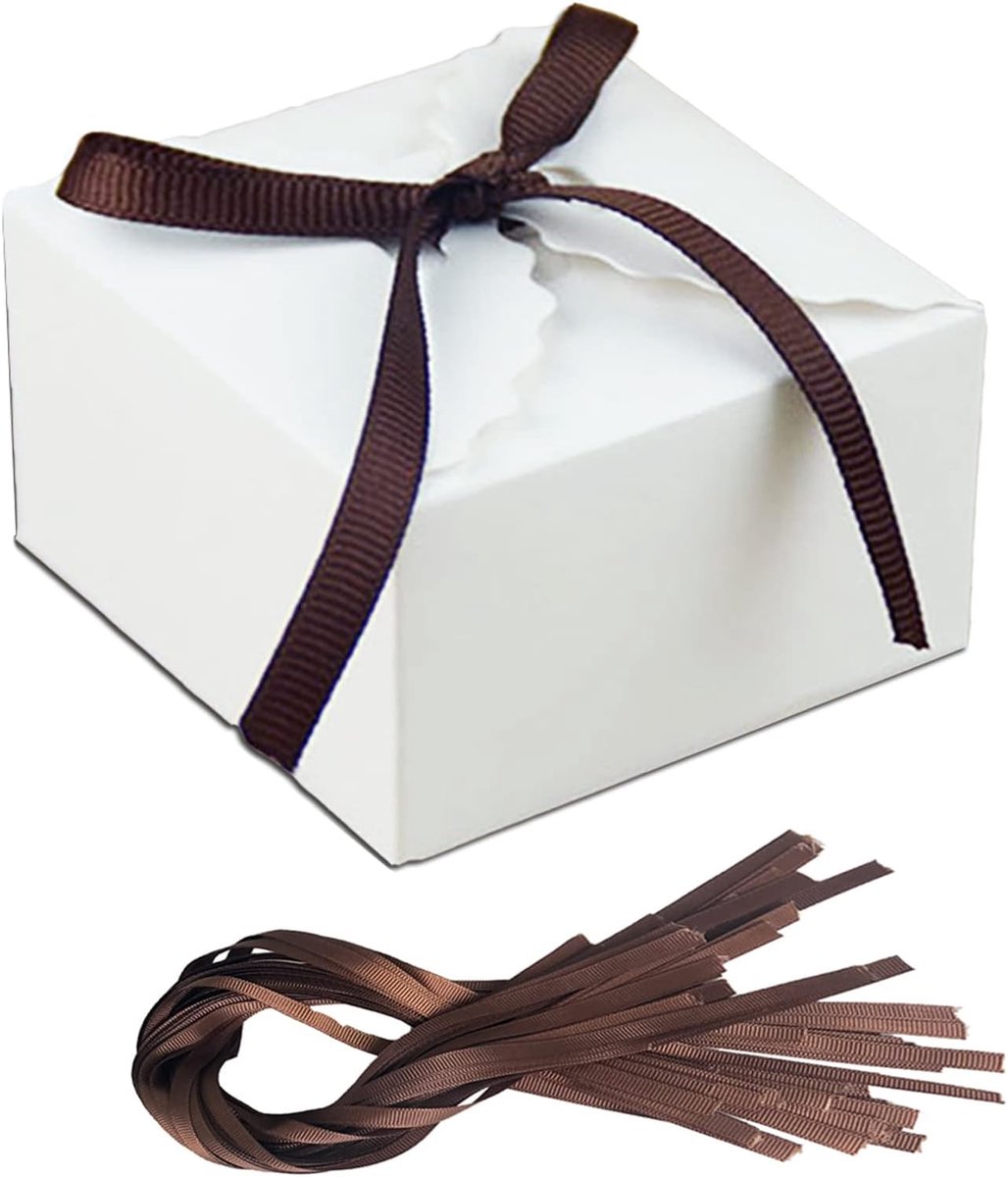 SnelShoppen - 30PCS Kraft Paper Gift Box met Bruine Ribbons, Vierkante Cadeauverpakking, Wit Kraftpapier voor Verjaardags- en Festivalcadeaus