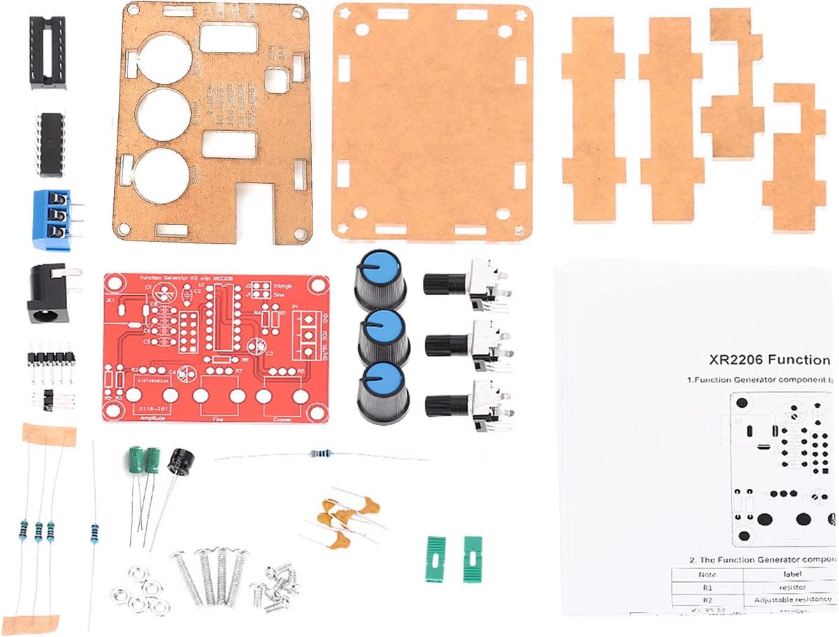 SnelShoppen - Signal Generator Function Generator Kit - Sine/Triangle/Square Output 1Hz-1MHz - Verstelbare Frequentie & Amplitude - DIY Kit