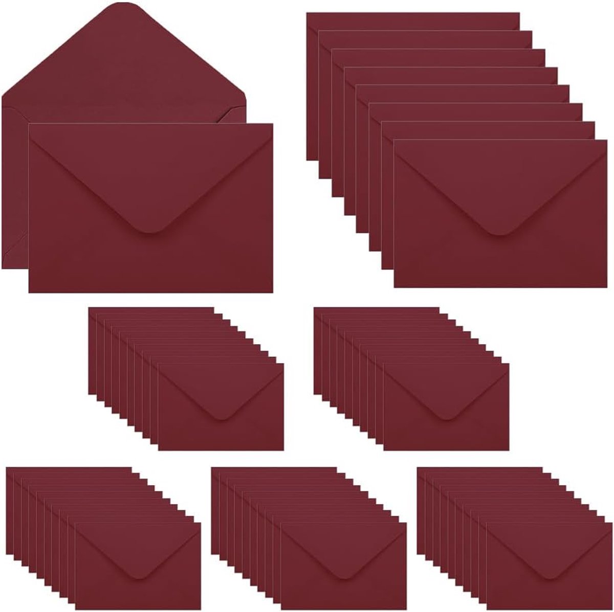 SnelShoppen - 60 Stuks Wijnrode Mini Enveloppen, Kleine Enveloppen zonder Raam, Cadeau Enveloppen voor Groetekaarten, Bruiloften, Uitnodigingen (15.5