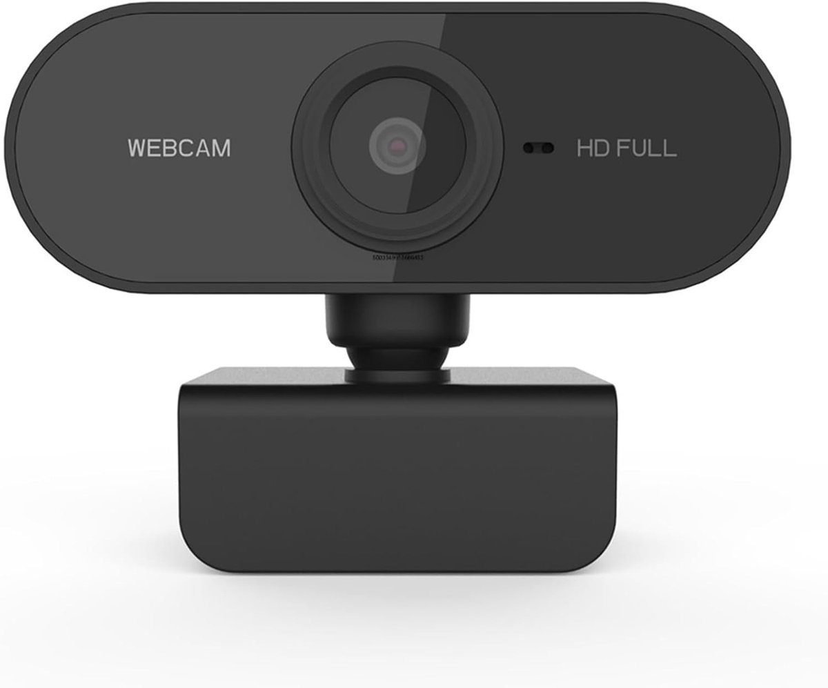 SnelShoppen - 1080P Full HD Webcam met Microfoon, USB PC Camera, 360 Graden Rotatie, Voor Windows, Mac, Linux, Streaming, YouTube, Skype, Gaming