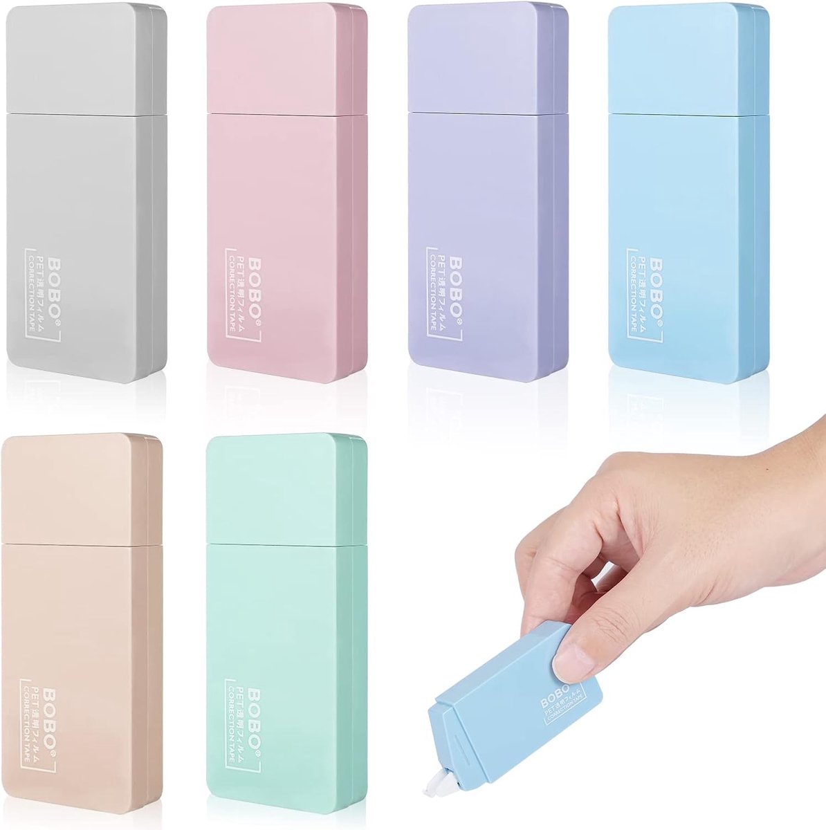 SnelShoppen - 6 Stuks Correctie Rollers Mini Kinderen, Correctietape 6m x 5mm, Kleurmix voor Scholen, Kantoor en Thuis, Veilig en Niet Giftig