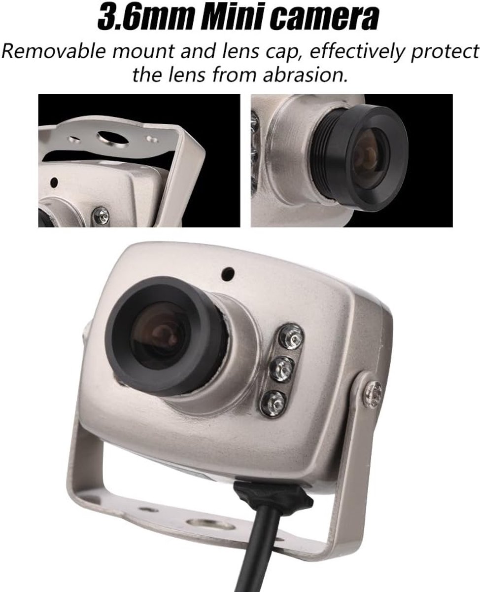 SnelShoppen - Mini Wired Security Camera met 6 LEDs, CMOS-CCTV Beveiligingscamera met Nachtzicht en Audio Functie, Ideaal voor Thuis, Kantoor, Tuin, C
