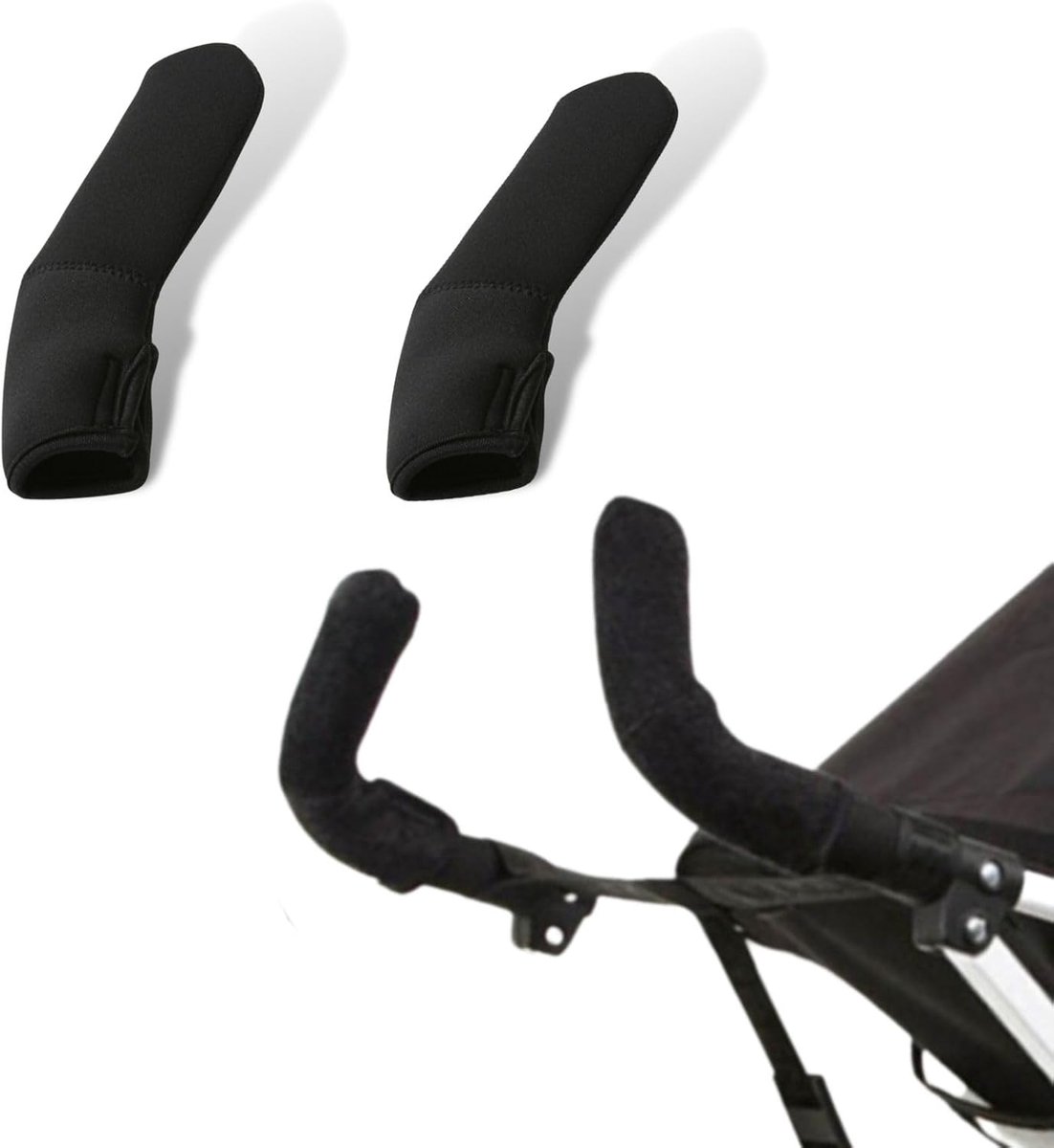 SnelShoppen - Universele Duurzame Pushchair Grip Covers - Armrest Pads met Zwarte Faux Leren Bekleding voor Kinderwagens - Bescherming en Comfort voor