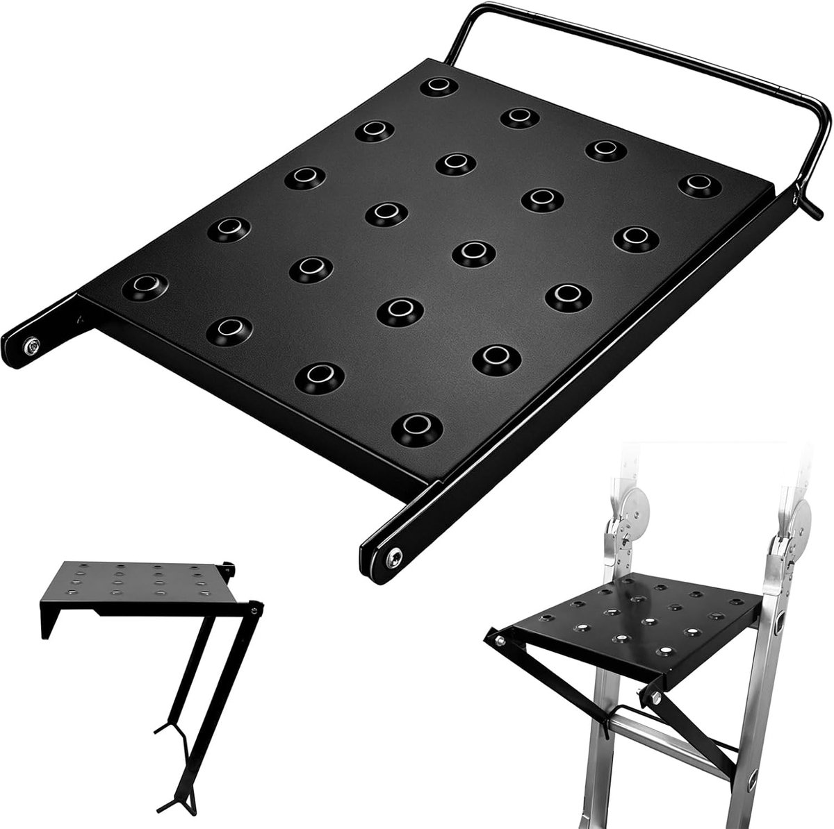 SnelShoppen - Werkplatform Roestvrij Staal, Draagbare Telescopische Ladder, Trapladder met Hoge Belastbaarheid tot 150 kg, Universele Ladderaccessoire