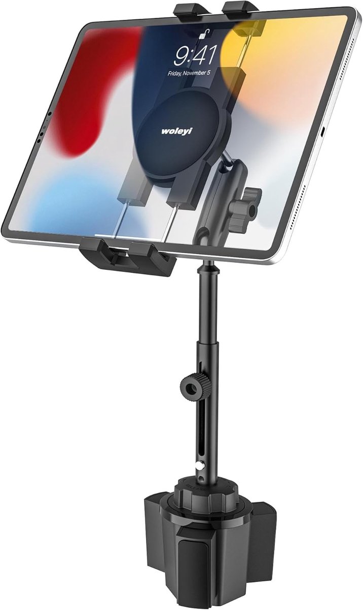 SnelShoppen - Tablet Houder Auto Bekershouder [Metaal Arm Telecopisch Ontwerp] Voor iPad Pro Air Mini, Galaxy Tab, Kindle, Fire, 4-13" Telefoons en Ta