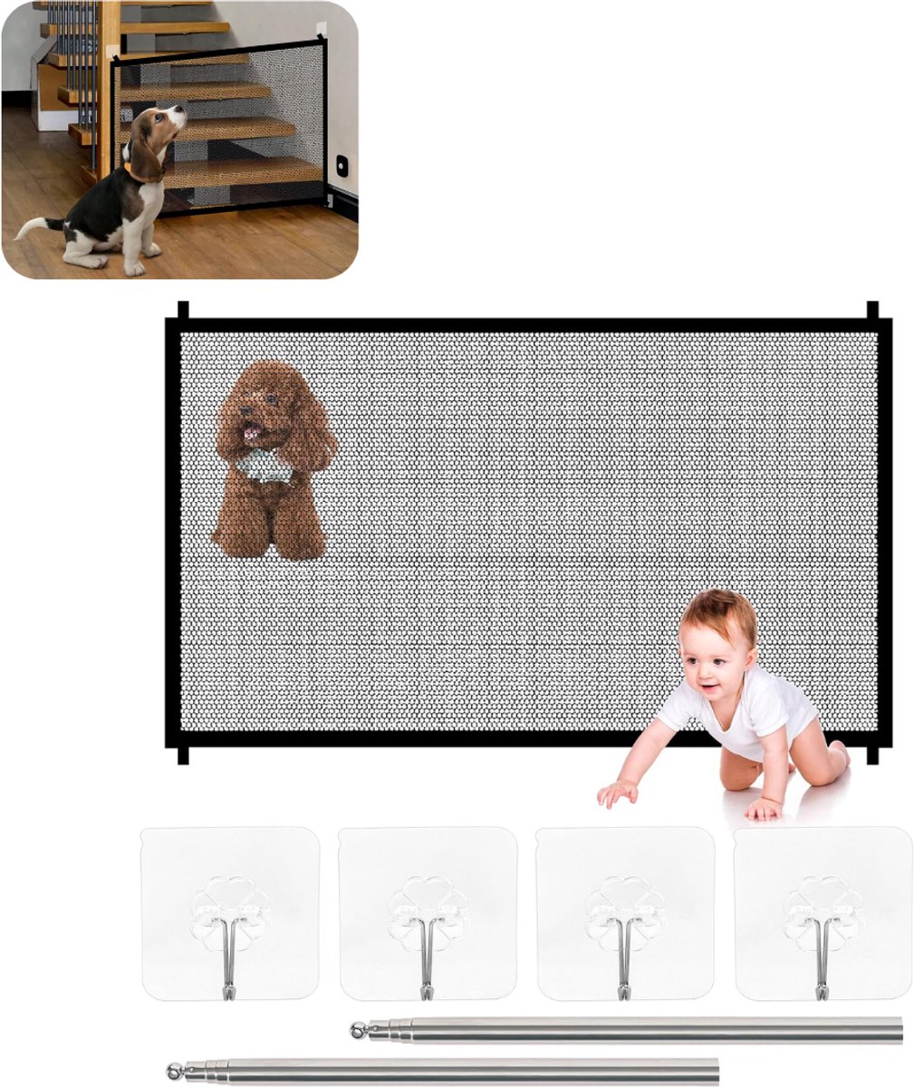 CLGP® Traphekje Zonder Boren - Uitschuifbaar Veiligheidshekje - Kinderafsluiting -Zwart