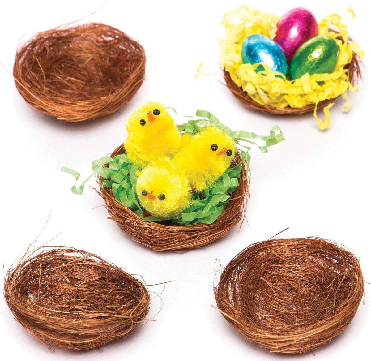 Mini Vogelnestjes - Paasdecoratie Nestjes - Huisjes Maken - Authentiek Uiterlijk - 15 Stuks - Natuurlijk