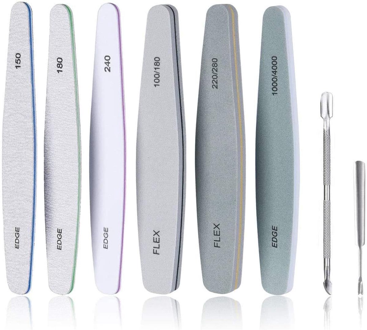 SnelShoppen - Professionele Nagelvijlen Set 8 Stuks Dubbelzijdig Wegwerp Nagelvijlen voor Gel Nagels 150 180 240 100/180 220/280 1000/4000 en Snijduwe