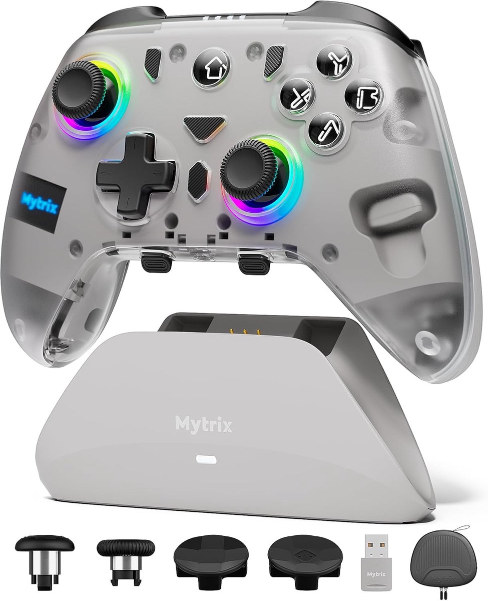 SnelShoppen - Draadloze Multi-Platform Gaming Controller met Oplaaddock, Bluetooth, 2.4G, Hall Effect Joysticks, 1000Hz Rapport, 4 Macro Toetsen voor