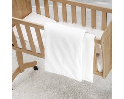 SnelShoppen - Baby Dekbedovertrek en Kussensloop Set (80x80 en 40x35cm) - Voor Ledikant, Box, Campingbed - 100% Katoen - Wit, Zacht en Ademend