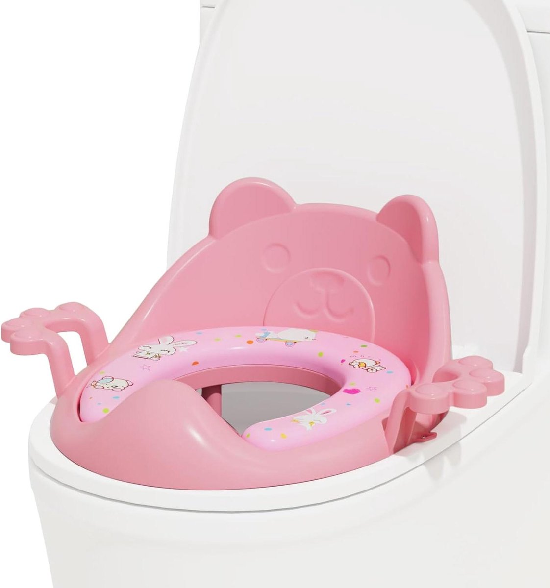 Toiletbril voor kinderen - Zindelijkheidstrainer - Zindelijkheidstraining - Antislip en zacht - 35 x 36 cm - Lichtroze