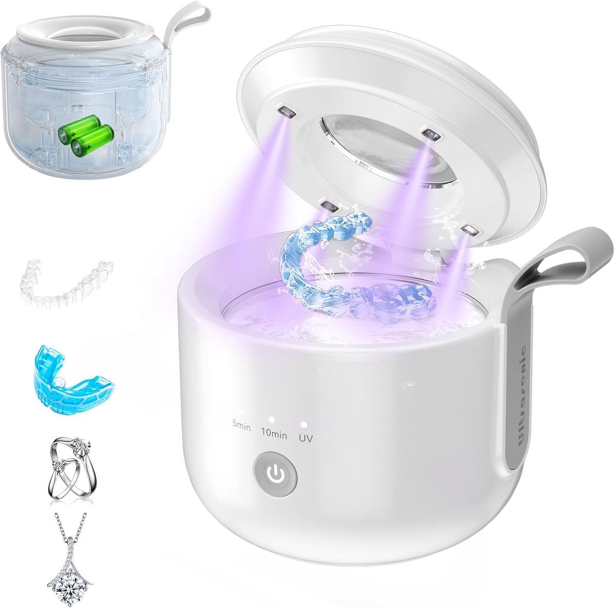SnelShoppen - Ultrasonic Cleaner 46 kHz Professionele Sieraden Reiniger met 600 ml Reservoir voor Brillen, Horlogebanden, Protheses, en Juwelen