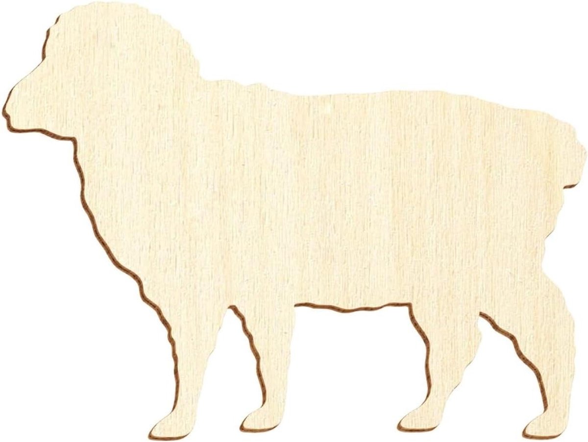 Houten schaap - Knutsel figuren - Decoratief knutselen - Gelaserd met bruine rand - 100 stuks - Natuurlijk hout