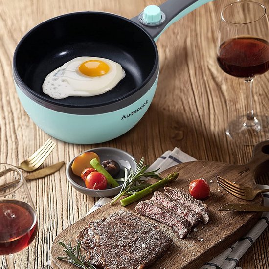 SnelShoppen - Elektrische Hot Pot met Stoompan 1,5 L - Antiaanbak Mini Pan voor 2-3 Personen - Multikoker Braadpan voor Slaapzaal, Camping & Feest - G — afbeelding 2