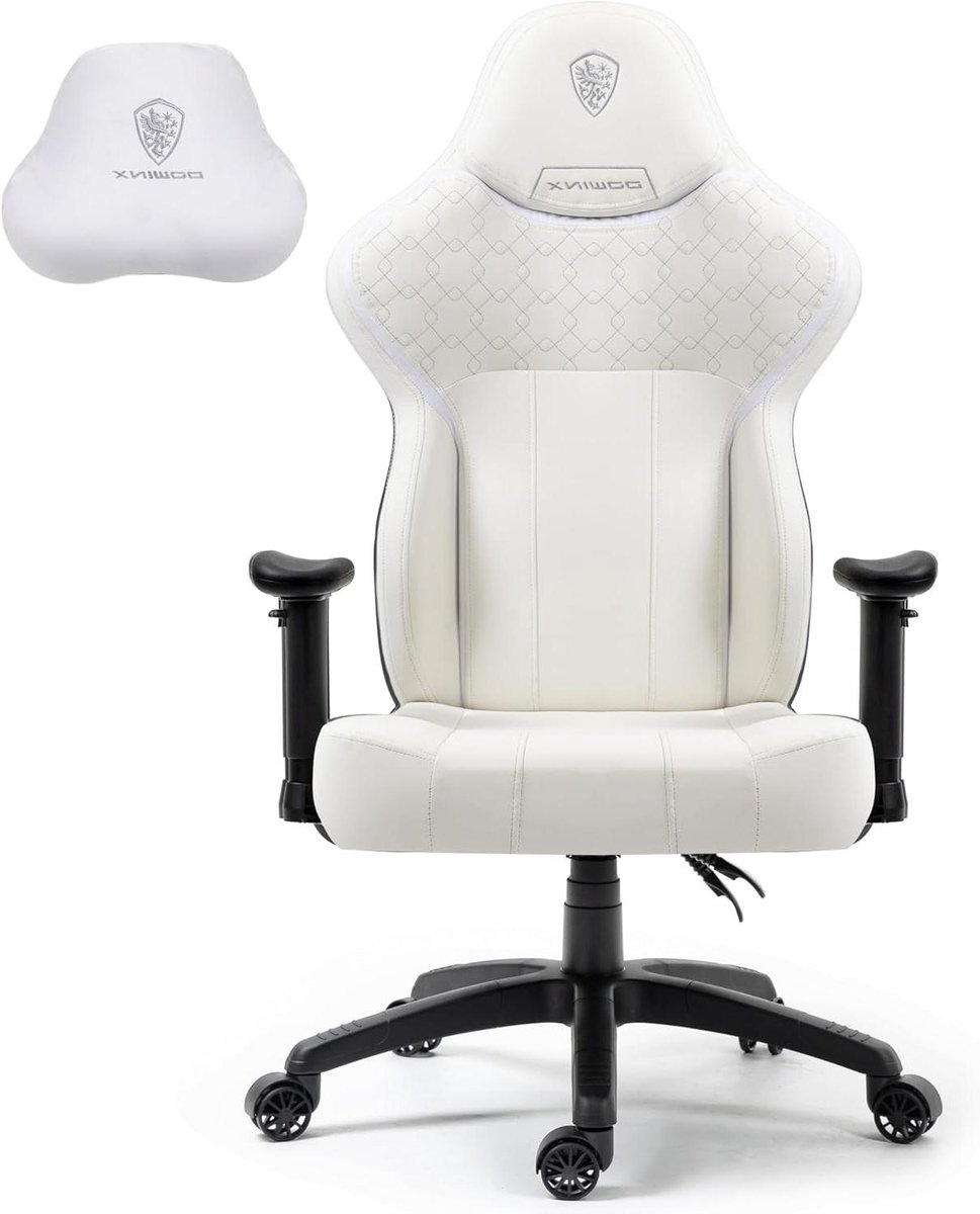 Gamingstoel - Bureaustoel - Comfortabel Zitten - Extra Breed Kussen - 84 x 61.5 cm - Wit