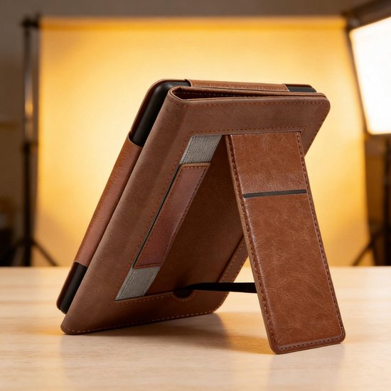 OUYLAF 7 inch e‑reader hoes - E-reader beschermhoes - Leerachtige e-reader cover - E-reader hoes leer - bruin - E‑reader beschermhoes met handriem - E Reader beschermhoes van ouylaf — afbeelding 2