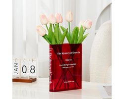 SnelShoppen - Puransen Boekvaas voor Bloemen, Artistieke Acryl Vaas in Helder Rood, Unieke Kamerdecoratie voor Thuis, Slaapkamer en Kantoor, Perfect v