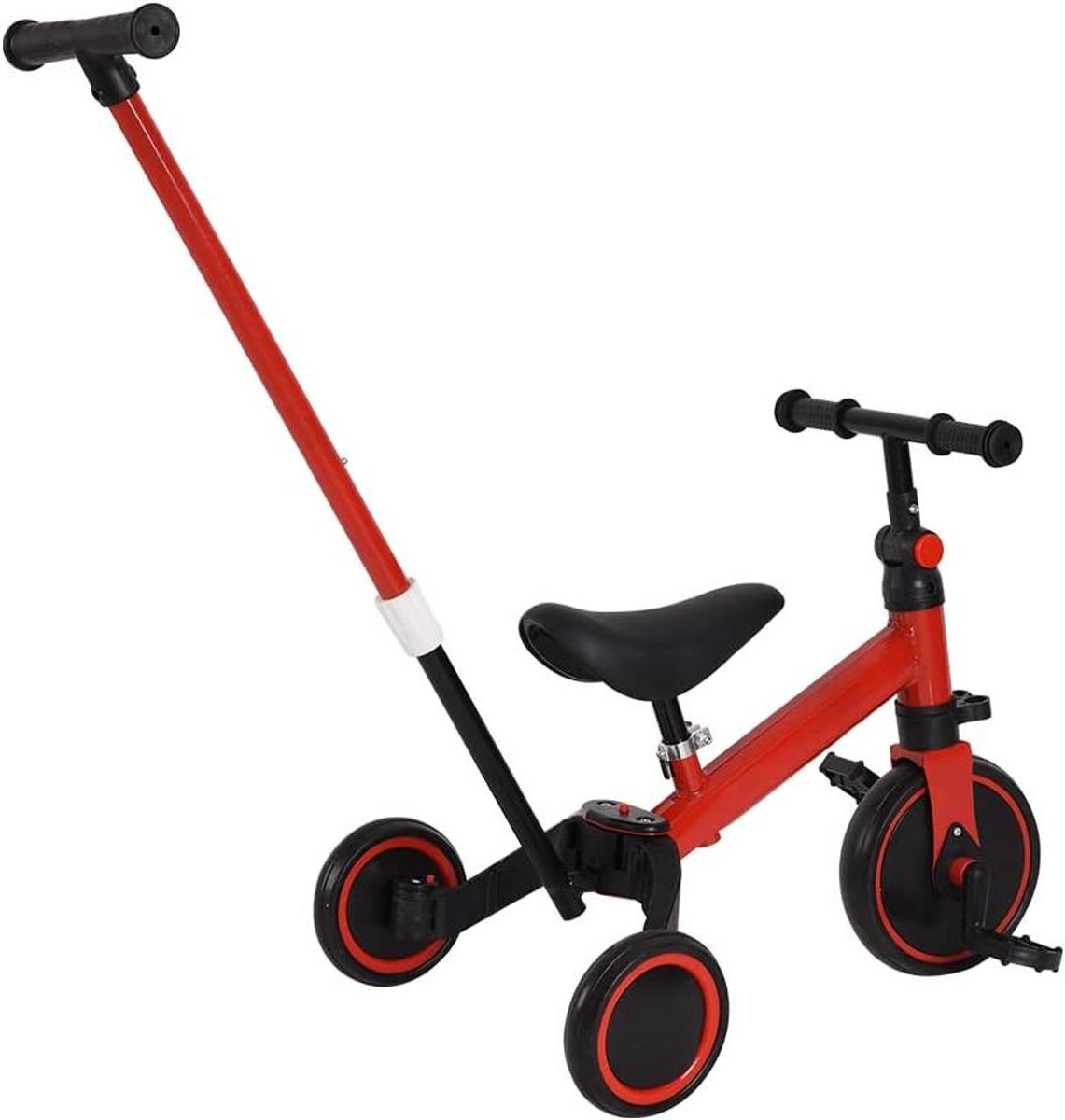 Driewieler Kinderen - Loopfiets Baby - Leren Fietsen - 3-in-1 Design - 1-5 Jaar - Rood