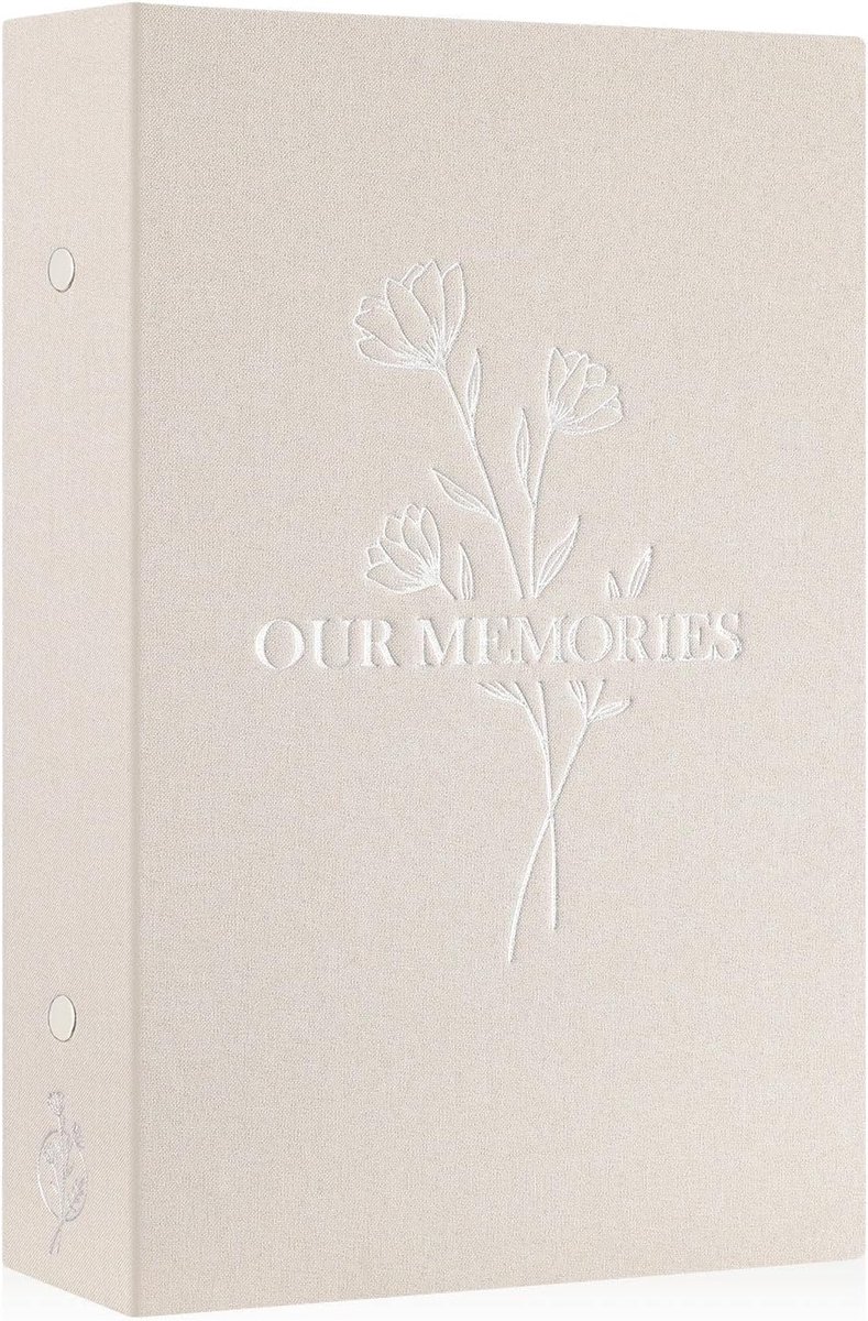 SnelShoppen - Luxe Fotoalbum 10x15 cm voor 300 Foto's met Insteekvakjes, Linnen Omslag, Waterdicht en Zuurvrij, Beige met 'Our Memories'