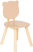 Atmosphera Kinder stoeltje Beertje - naturel - hout - D26 x H49 cm - bijzet stoeltjes