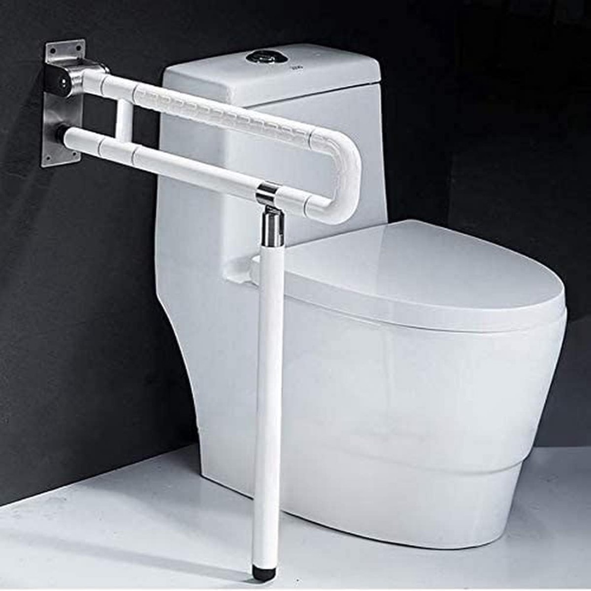 Thijox - Wandsteungreep Douche WC-Handvat Opstahulp Toiletten Steungreep Inklapbare Greep Veiligheid Antislip Wandmontage Wit