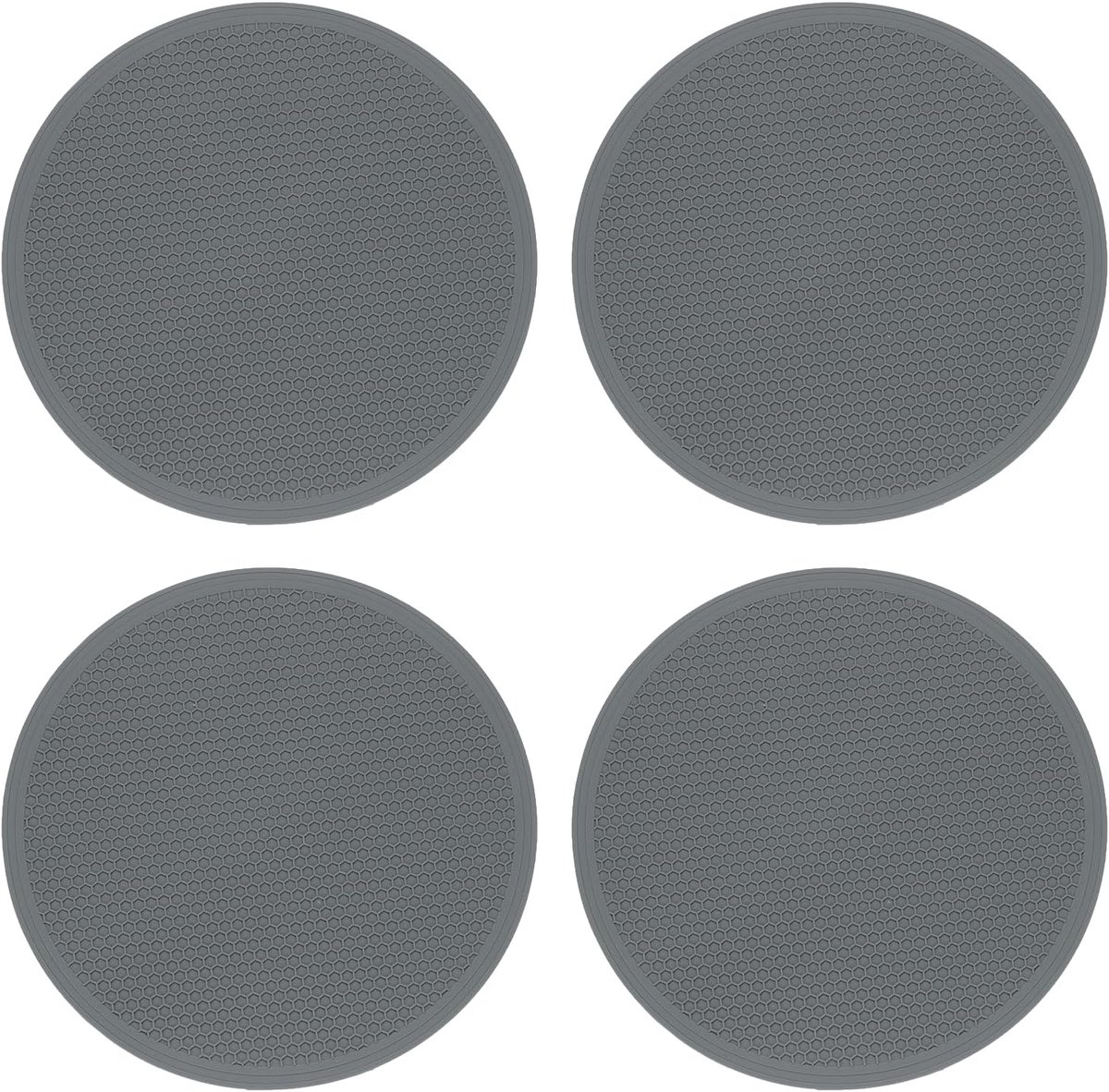 Thijox - 4 Stuks Siliconen Pannenonderleggers - Antislip, Hittebestendig, 20 cm Rond, Grijs - Ideaal voor Keuken, Feest, Camping en Warm Gerechten