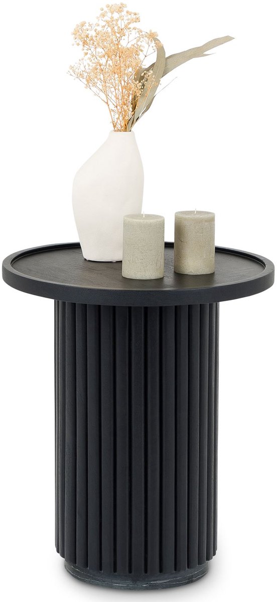 SARDA ronde salontafel van massief mangohout - zwart
