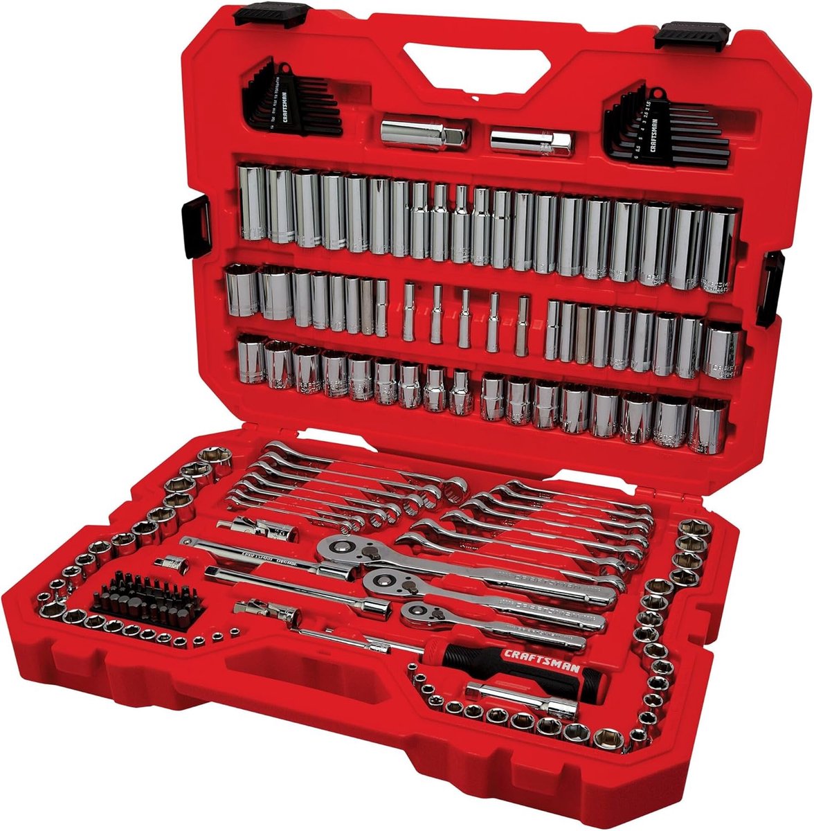 SnelShoppen - 189-delige Mechanics Tool Set met Low Profile Ratchet, 1/4 en 3/8 Inch Drive, Ideaal voor Klussen en Onderhoud