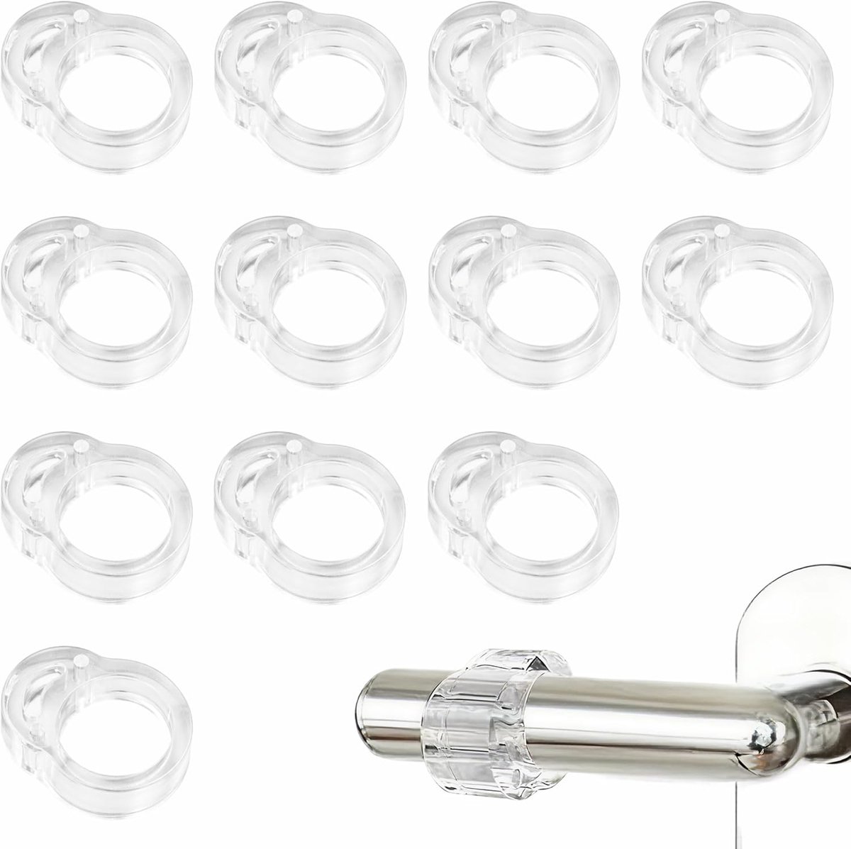 SnelShoppen - Set van 12 Deurklinkstoppers - Transparante PVC Deurstoppers - Klinkbuffers Ø 17-Ø 20 mm - Elastische Deurstopper tegen Muurslijtage - Ø